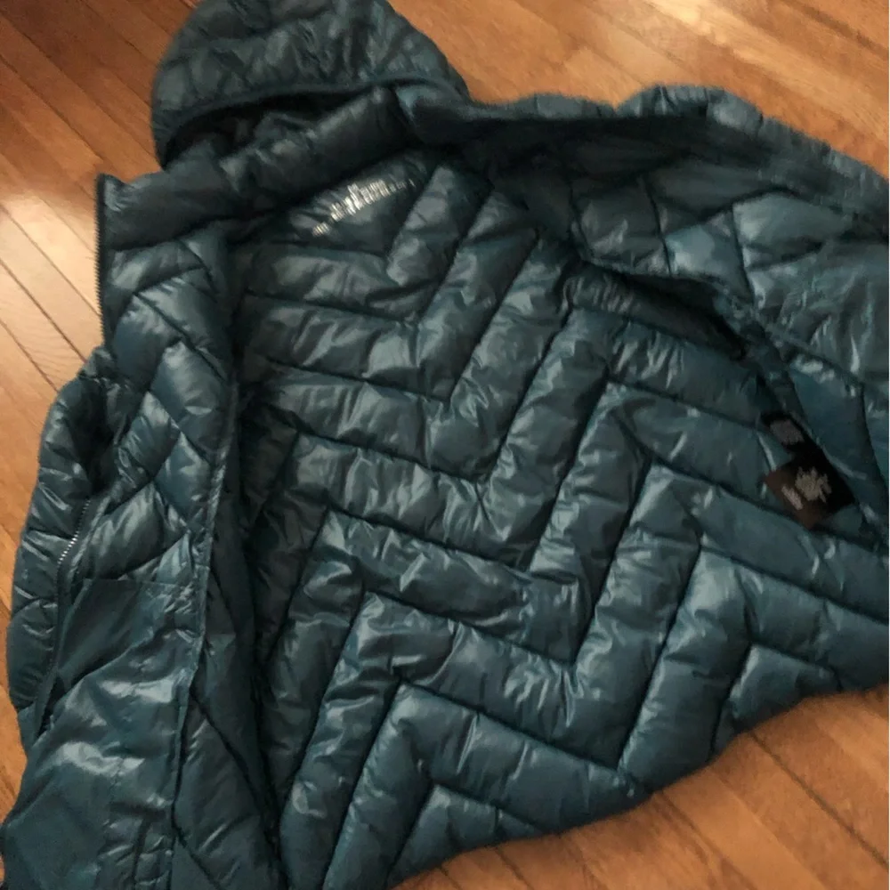 LONDON FOG Light weight packable down coat womens medium teal removable hood - Picture 6 of 9